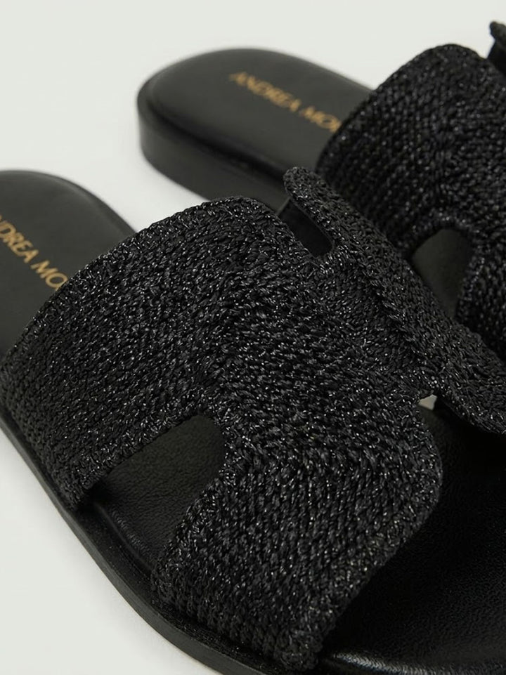Ciabattina con fascia intrecciata nera 1324 NERO ANDREA MORANDO 