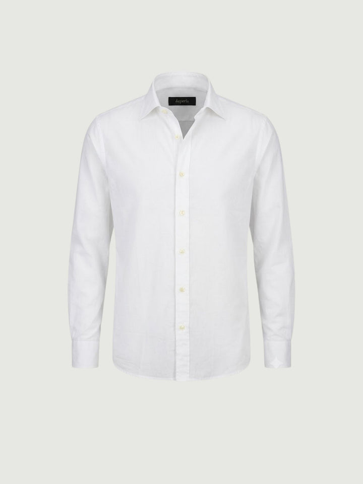 Camicia in popeline con cannoncino in rilievo bianca PAUL 01 DEPERLU 