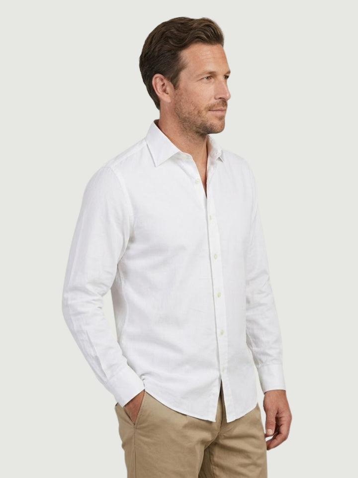 Camicia in popeline con cannoncino in rilievo bianca PAUL 01 DEPERLU 