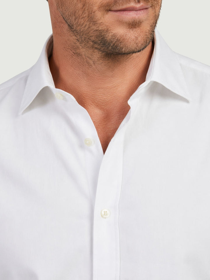 Camicia in popeline con cannoncino in rilievo bianca PAUL 01 DEPERLU 
