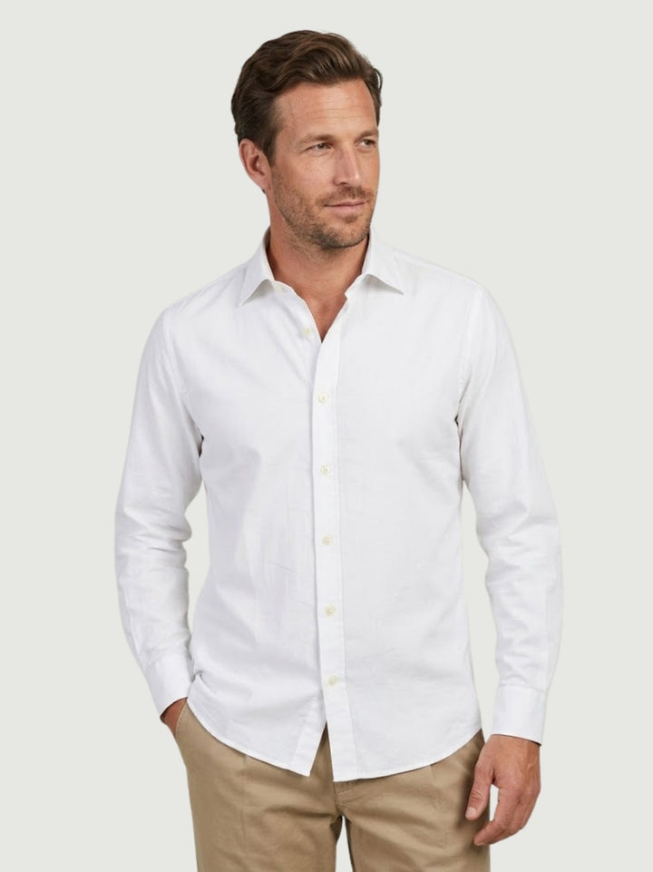 Camicia in popeline con cannoncino in rilievo bianca PAUL 01 DEPERLU 