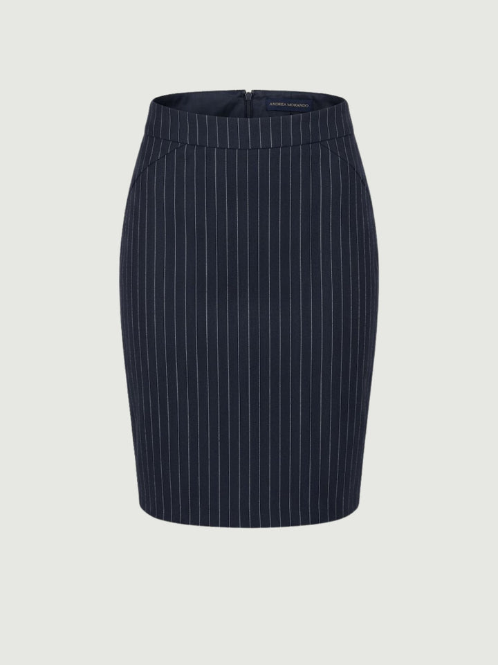 Gonna gessata navy 4155 BLU ANDREA MORANDO 