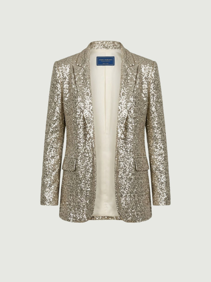 Blazer sciallato in paillettes oro 1437 4 ANDREA MORANDO 