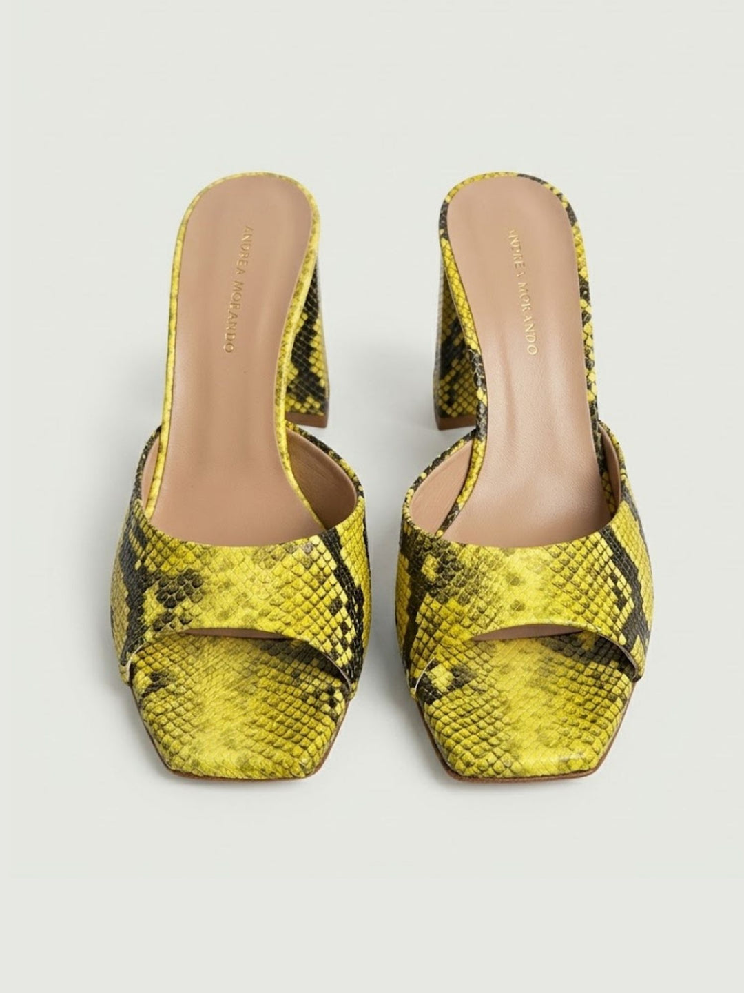 Sandalo mule in pelle pitonata lime PIGALLE16 LIME ANDREA MORANDO 