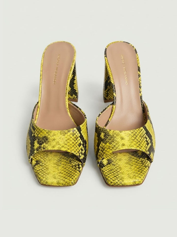 Sandalo mule in pelle pitonata lime PIGALLE16 LIME ANDREA MORANDO 