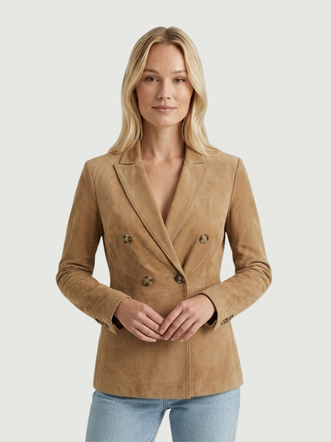 Blazer Tiaki doppiopetto in camoscio cammello TIAKI 11 JACK LEATHER 