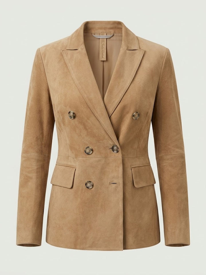 Blazer Tiaki doppiopetto in camoscio cammello TIAKI 11 JACK LEATHER 