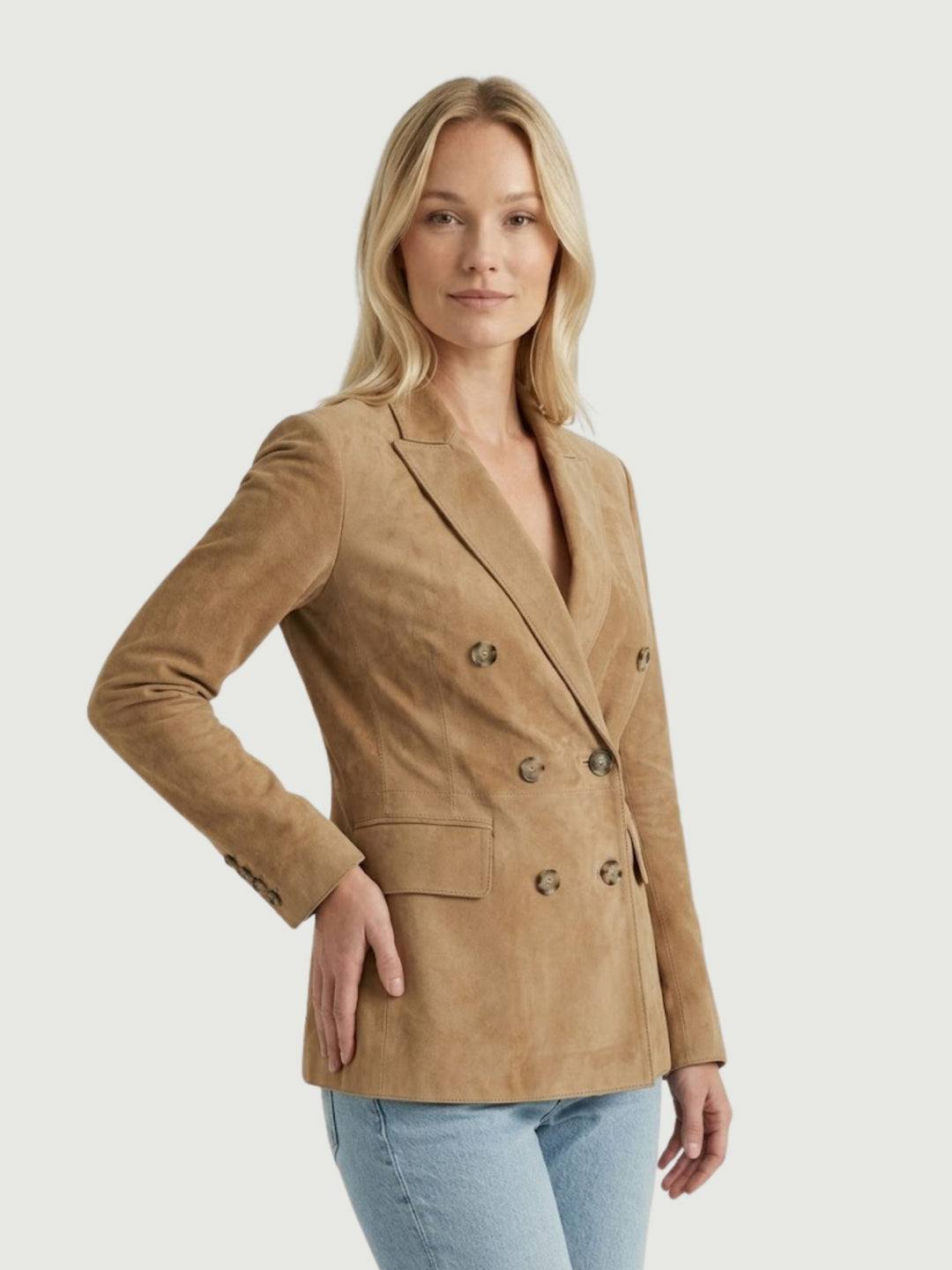 Blazer Tiaki doppiopetto in camoscio cammello TIAKI 11 JACK LEATHER 