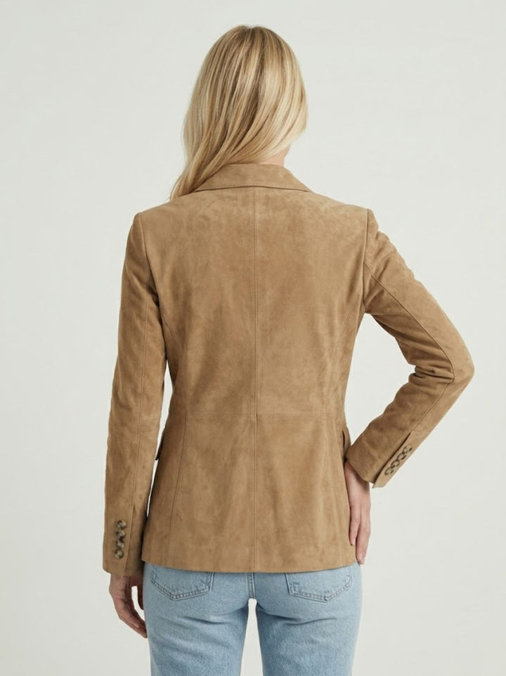 Blazer Tiaki doppiopetto in camoscio cammello TIAKI 11 JACK LEATHER 