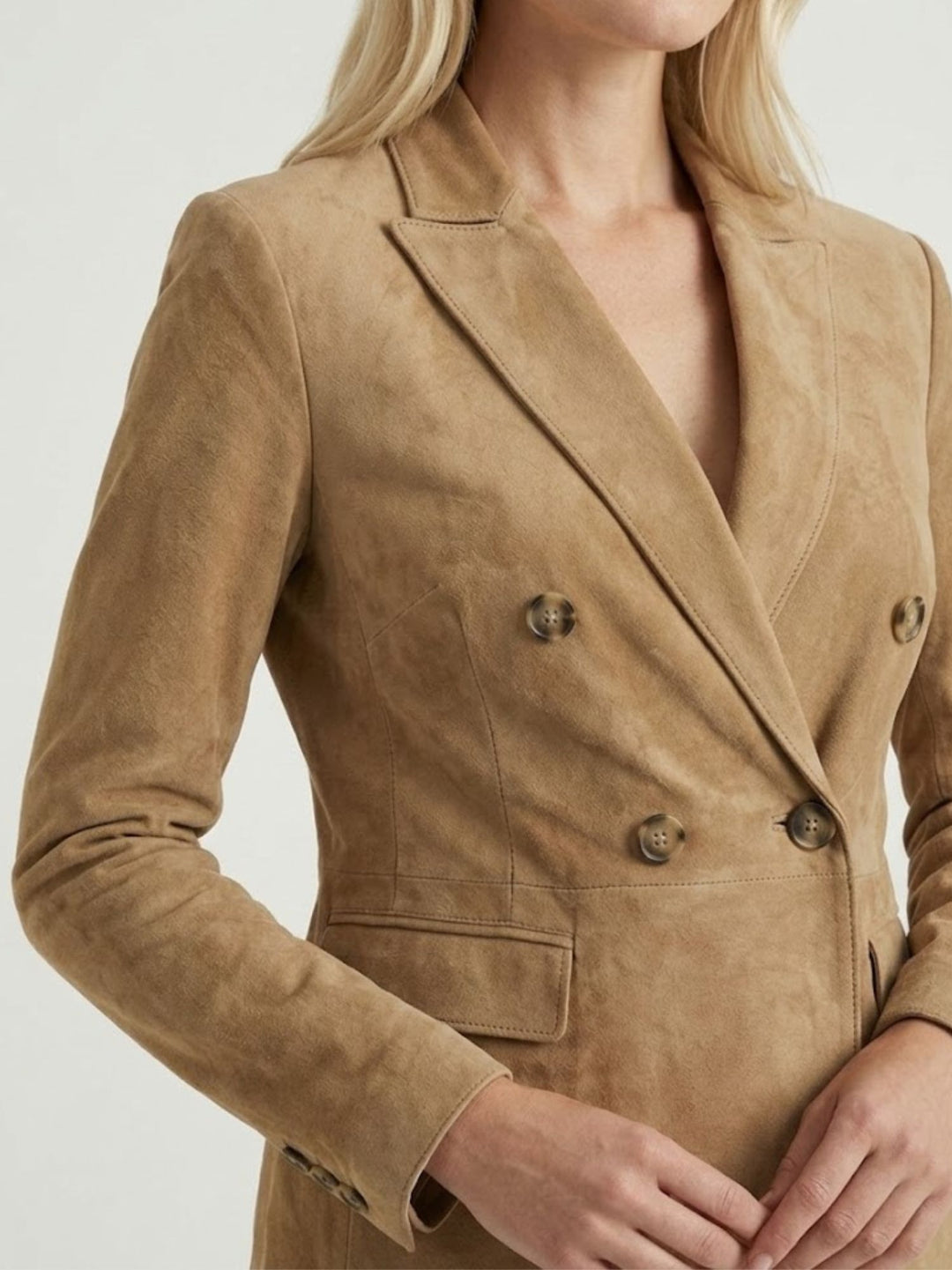 Blazer Tiaki doppiopetto in camoscio cammello TIAKI 11 JACK LEATHER 
