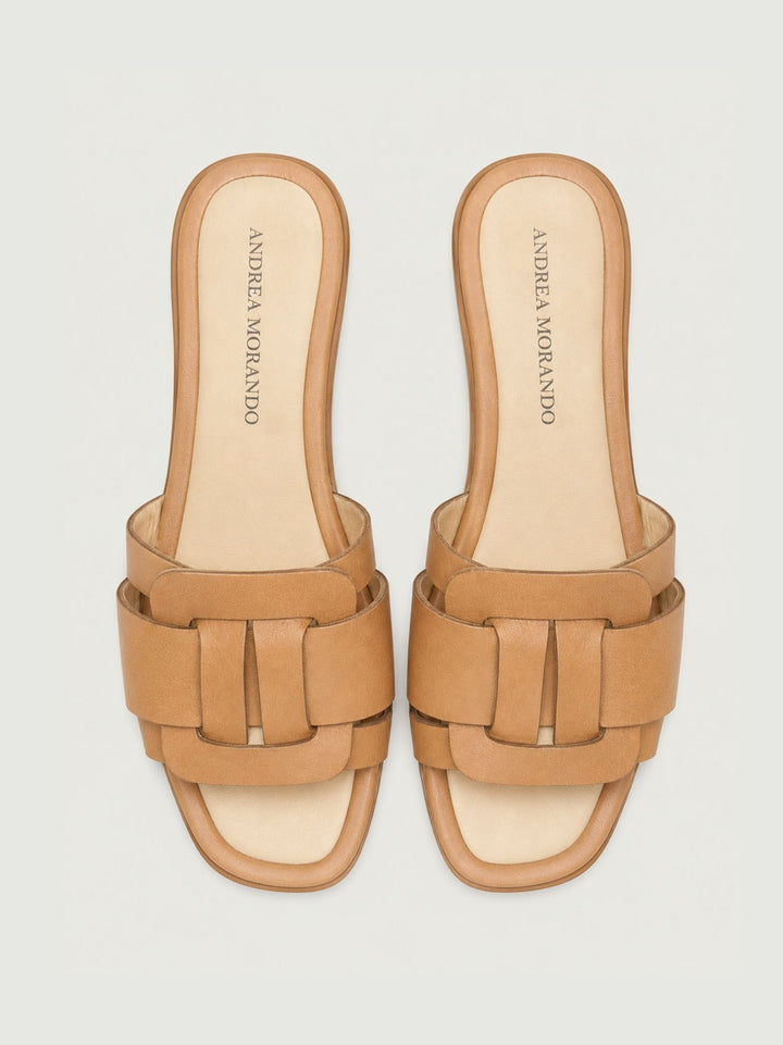 Ciabattina in pelle color cuoio 15109 TAN ANDREA MORANDO 