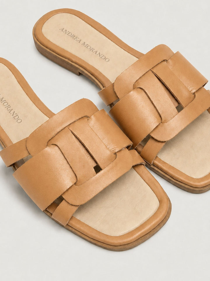 Ciabattina in pelle color cuoio 15109 TAN ANDREA MORANDO 