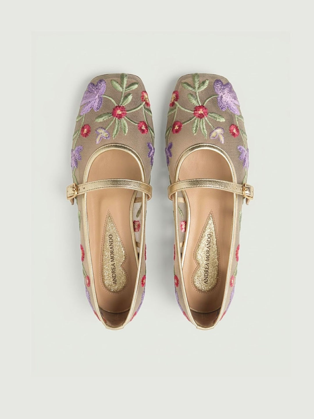 Ballerina con tomaia in rete oro con ricami floreali 2008 GOLD ANDREA MORANDO 