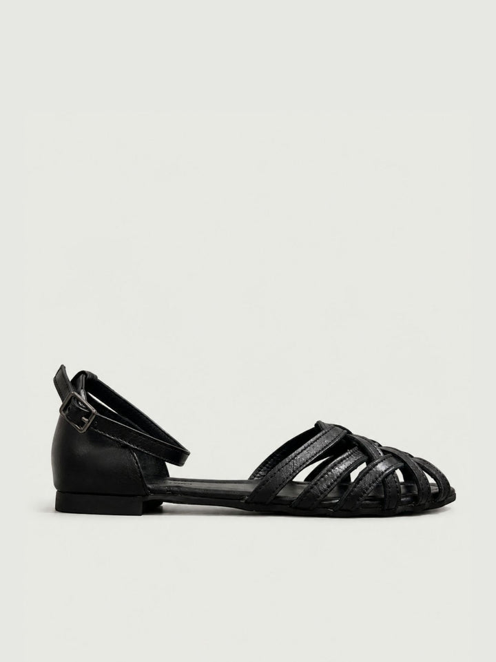 Sandalo basso intrecciato in pelle nera 240276 BLACK ANDREA MORANDO 