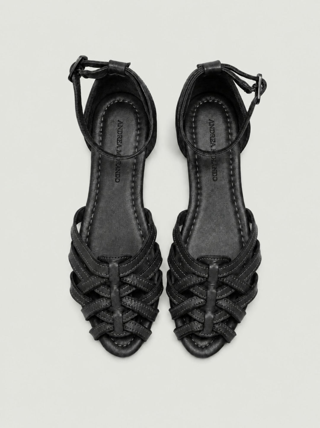 Sandalo basso intrecciato in pelle nera 240276 BLACK ANDREA MORANDO 