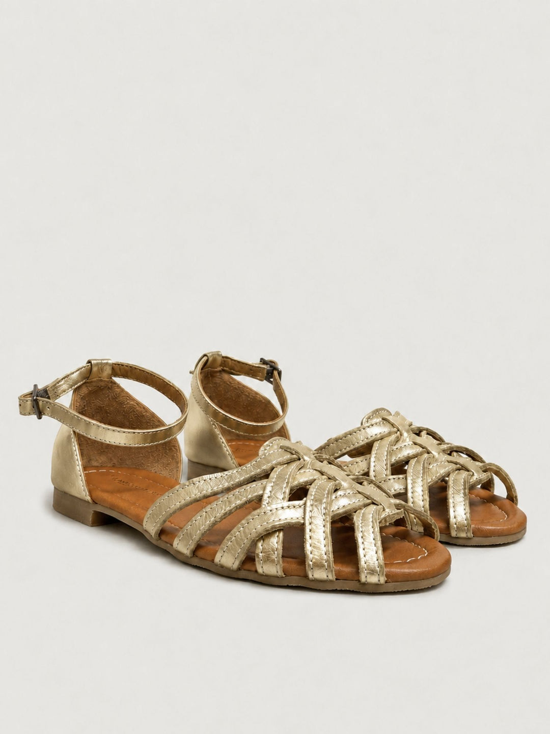 Sandalo basso intrecciato in pelle oro 240276 GOLD ANDREA MORANDO 