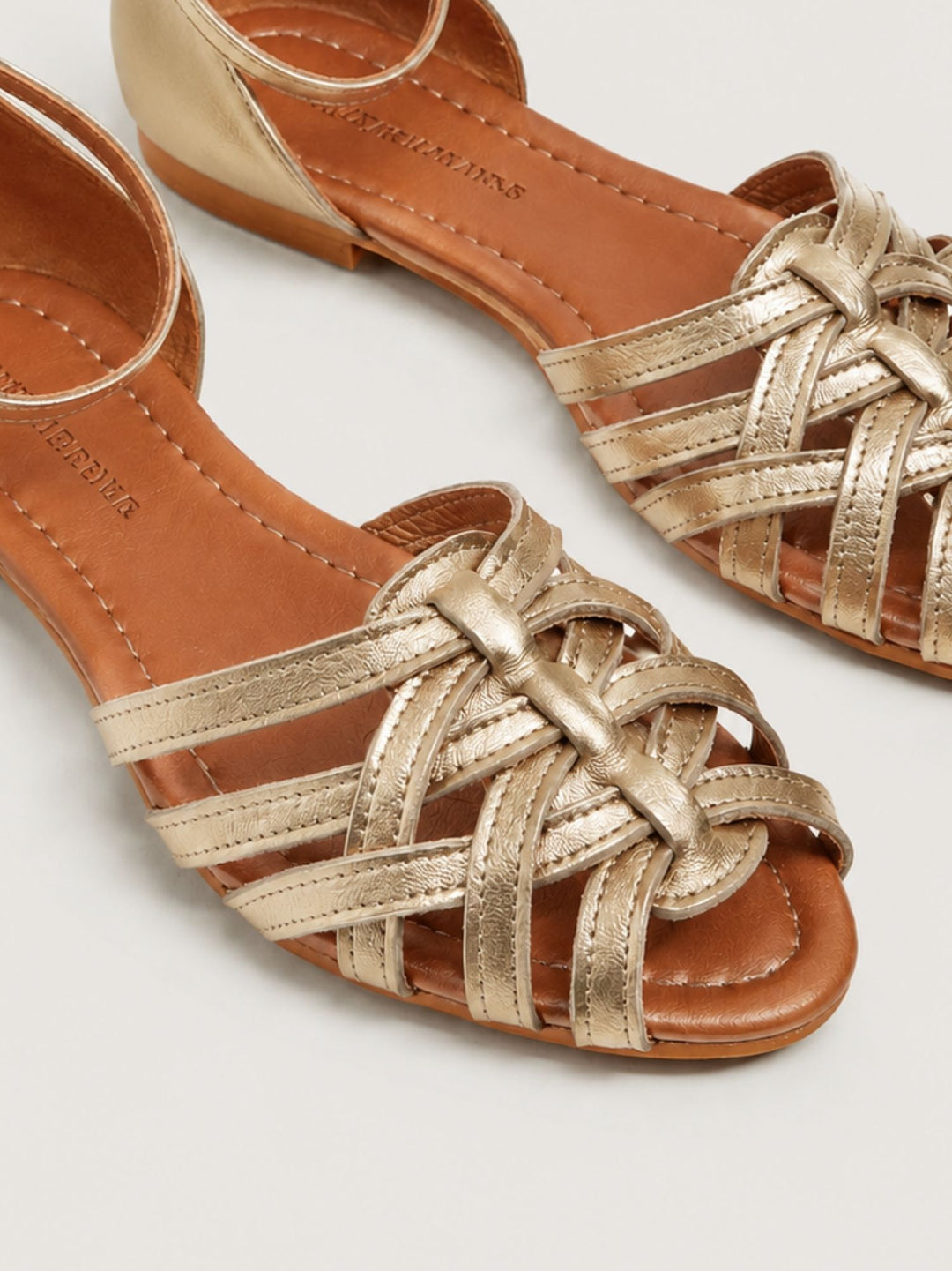 Sandalo basso intrecciato in pelle oro 240276 GOLD ANDREA MORANDO 