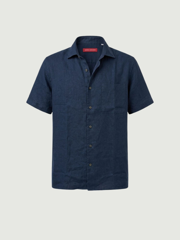 Camicia a maniche corte con taschino navy 5700426 208 ANDREA MORANDO 