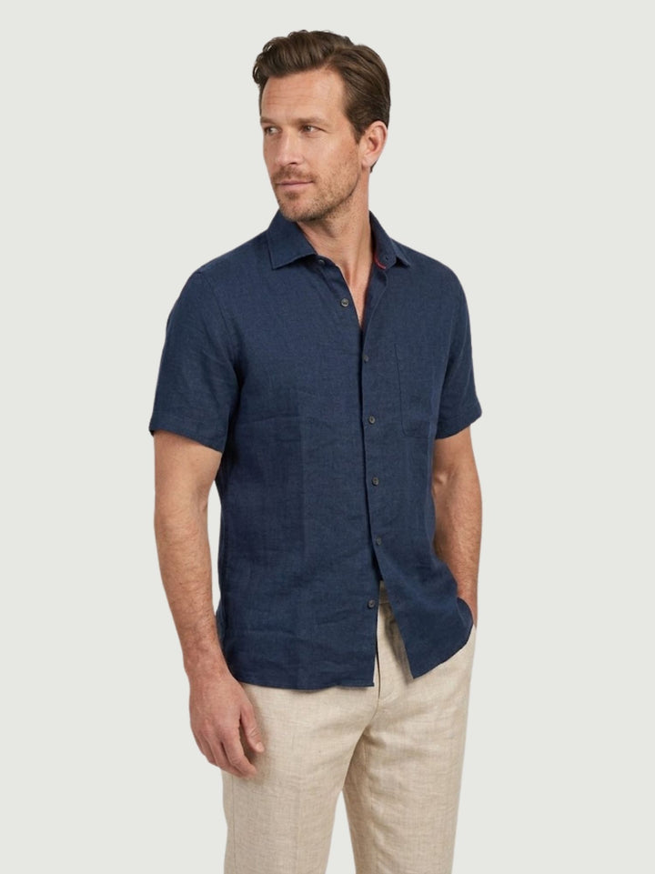 Camicia a maniche corte con taschino navy 5700426 208 ANDREA MORANDO 