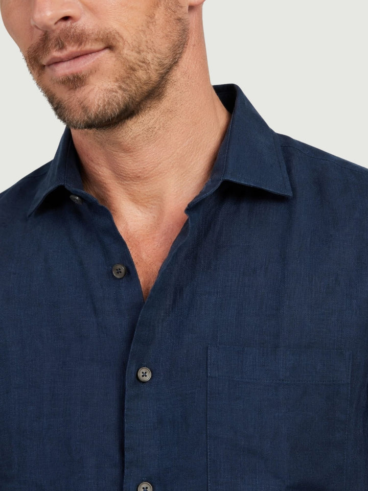 Camicia a maniche corte con taschino navy 5700426 208 ANDREA MORANDO 