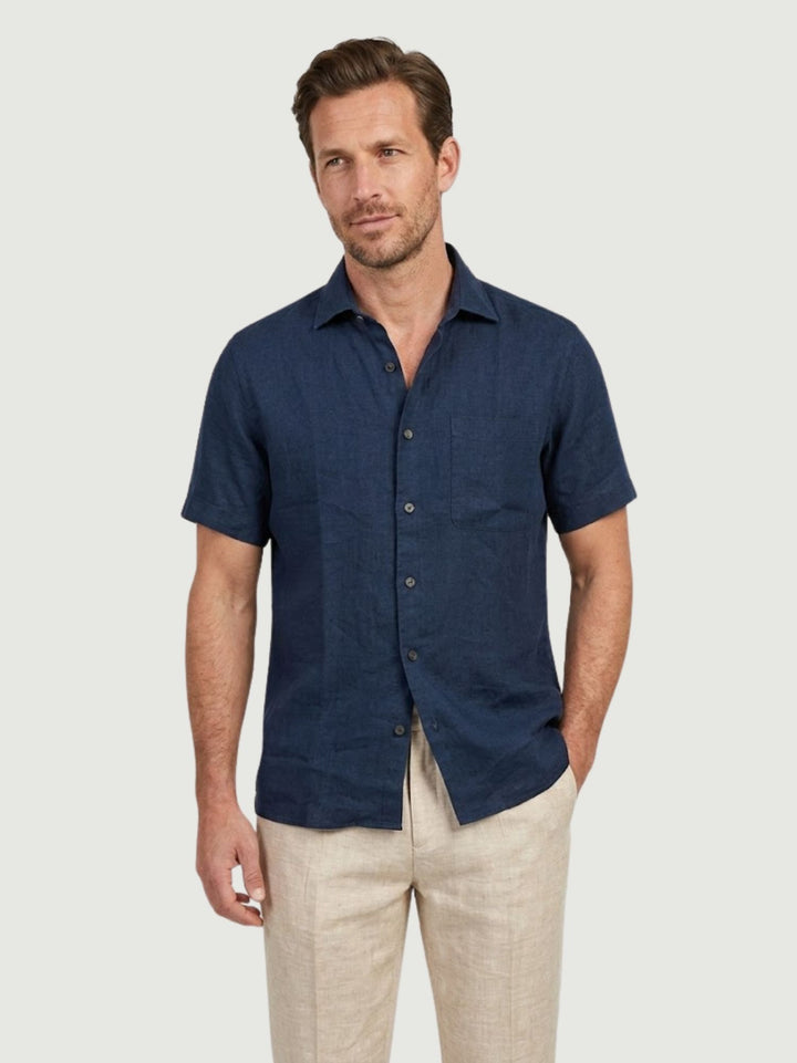 Camicia a maniche corte con taschino navy 5700426 208 ANDREA MORANDO 