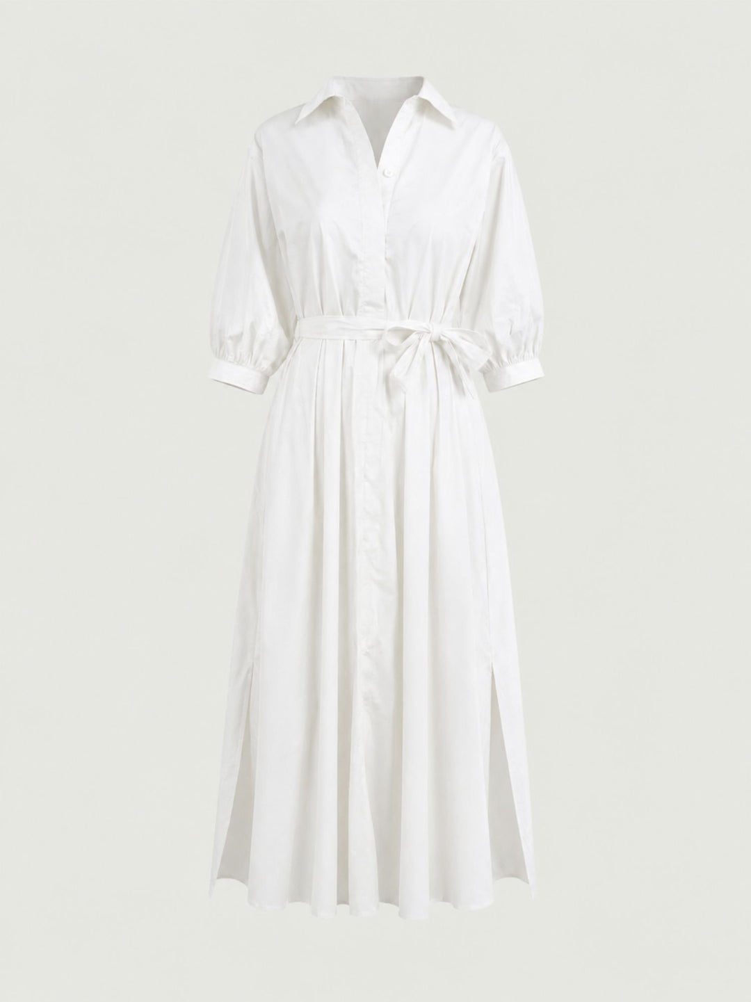 Abito chemisier in cotone bianco 6AB025344 BIANCO ANDREA MORANDO 