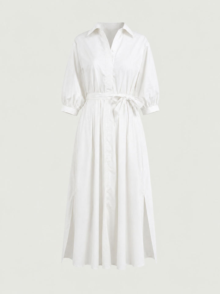 Abito chemisier in cotone bianco 6AB025344 BIANCO ANDREA MORANDO 