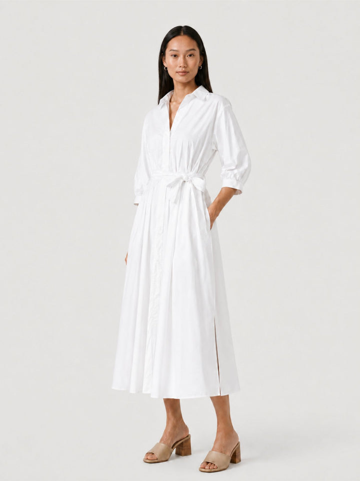 Abito chemisier in cotone bianco 6AB025344 BIANCO ANDREA MORANDO 