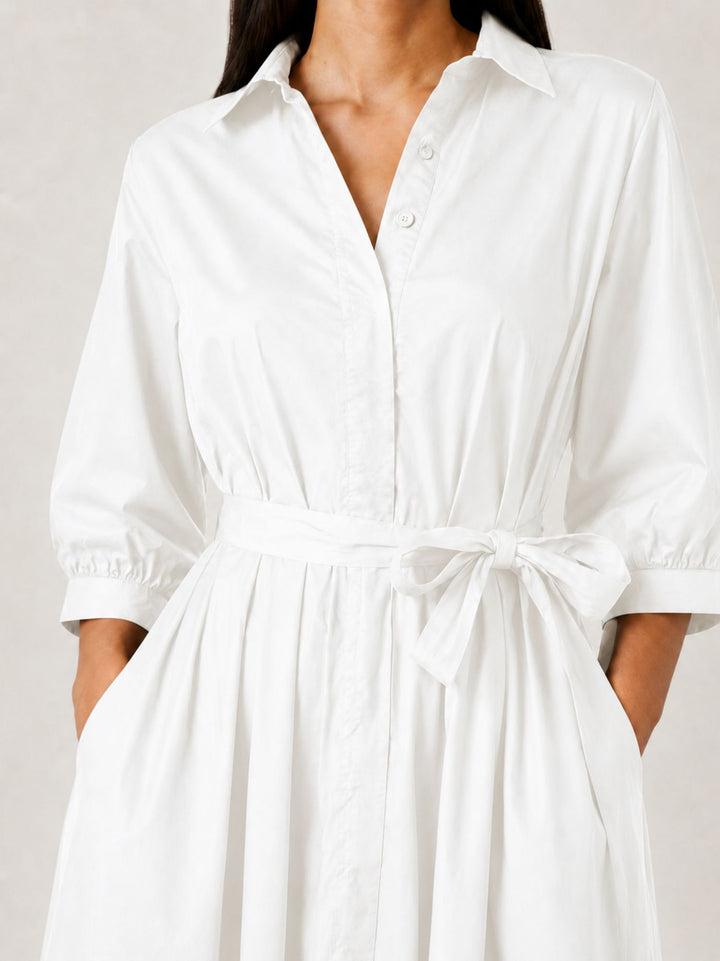 Abito chemisier in cotone bianco 6AB025344 BIANCO ANDREA MORANDO 