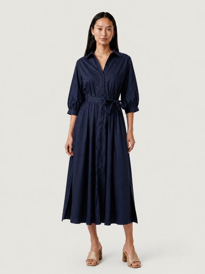 Abito chemisier in cotone navy 6AB025344 BLU ANDREA MORANDO 