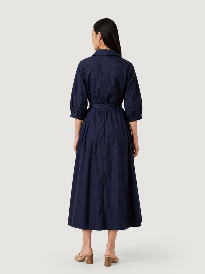Abito chemisier in cotone navy 6AB025344 BLU ANDREA MORANDO 