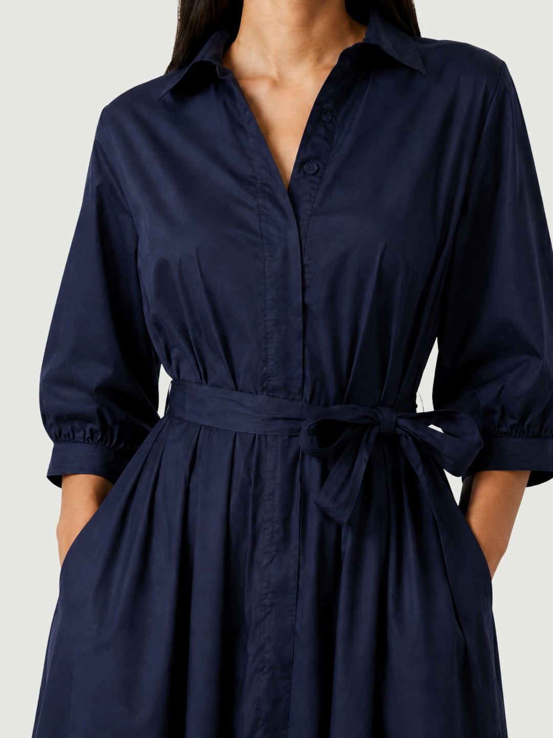 Abito chemisier in cotone navy 6AB025344 BLU ANDREA MORANDO 