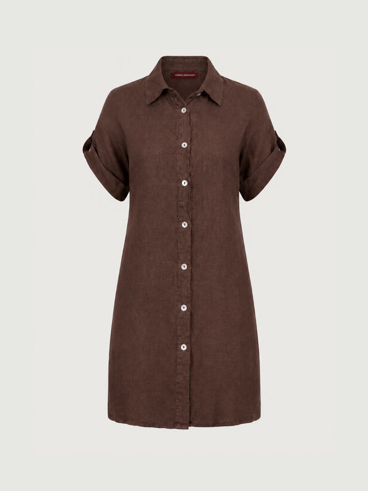 Abito camicia in lino testa di moro 6AB0527 609 ANDREA MORANDO 