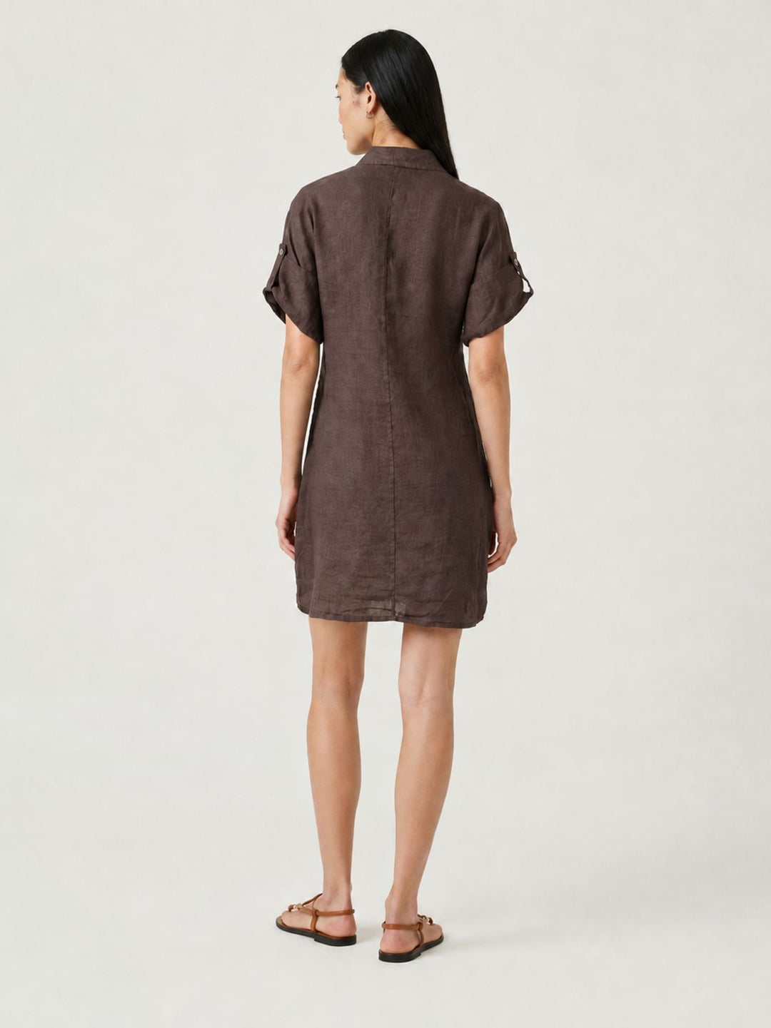 Abito camicia in lino testa di moro 6AB0527 609 ANDREA MORANDO 