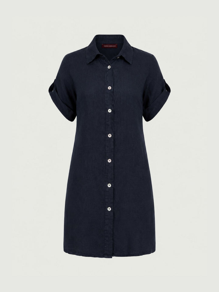 Abito camicia in lino navy 6AB0527 BLU ANDREA MORANDO 