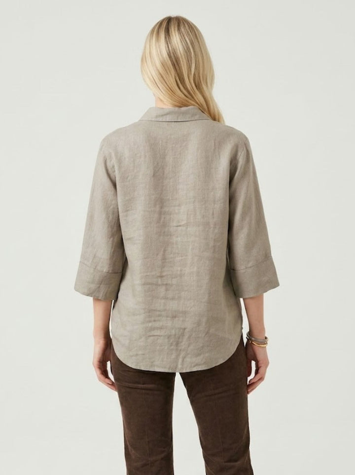 Camicia coreana in lino coloniale 6CM0302 558 ANDREA MORANDO 