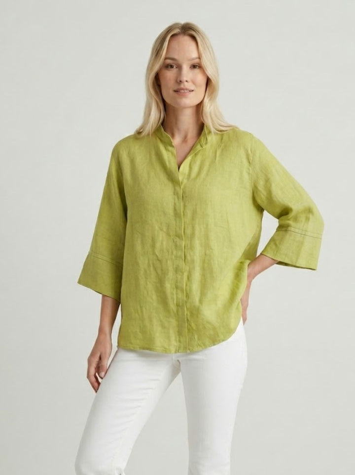 Camicia coreana in lino pistacchio 6CM0302 601 ANDREA MORANDO 