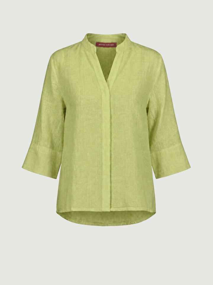 Camicia coreana in lino pistacchio 6CM0302 601 ANDREA MORANDO 