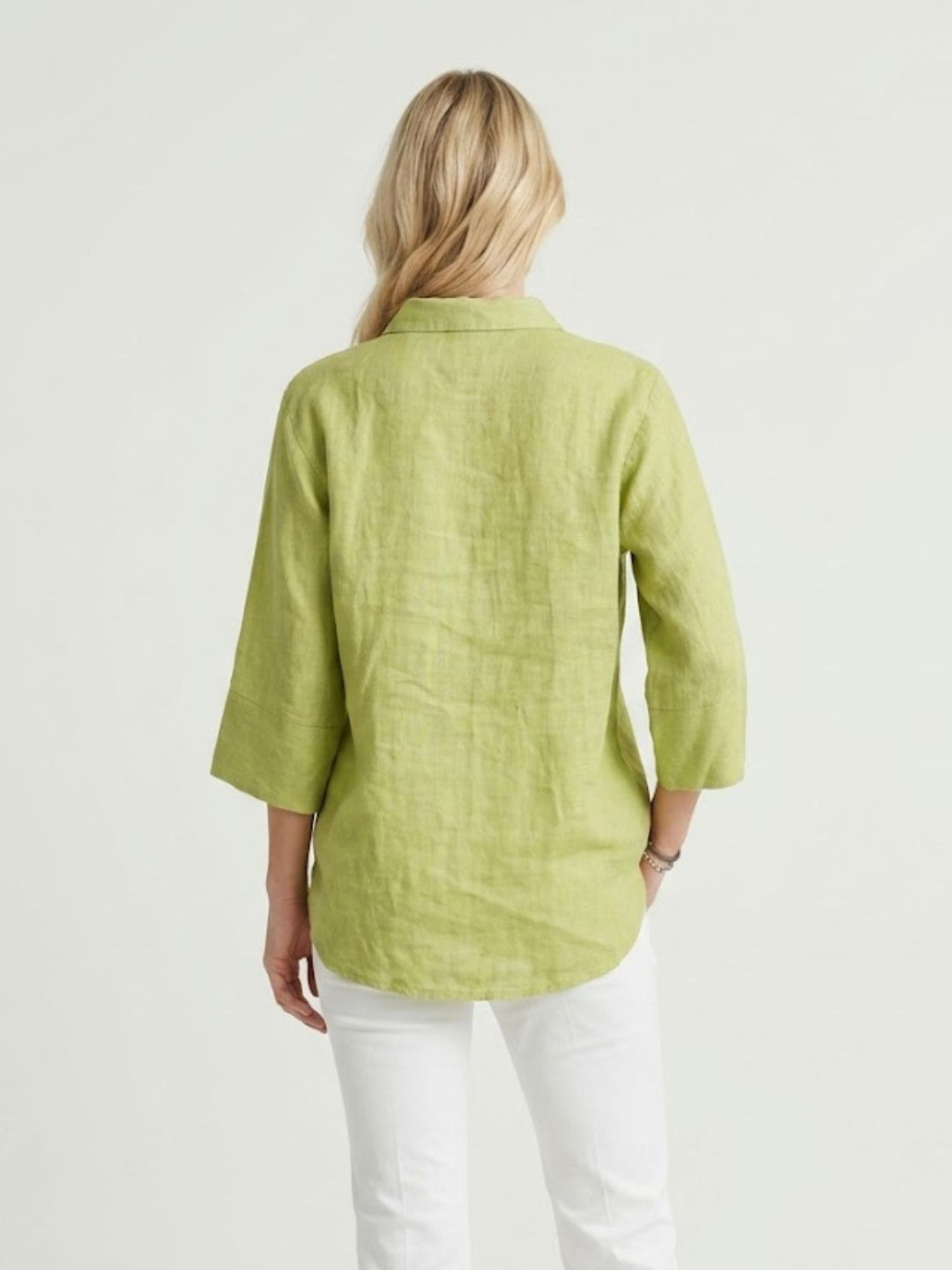 Camicia coreana in lino pistacchio 6CM0302 601 ANDREA MORANDO 