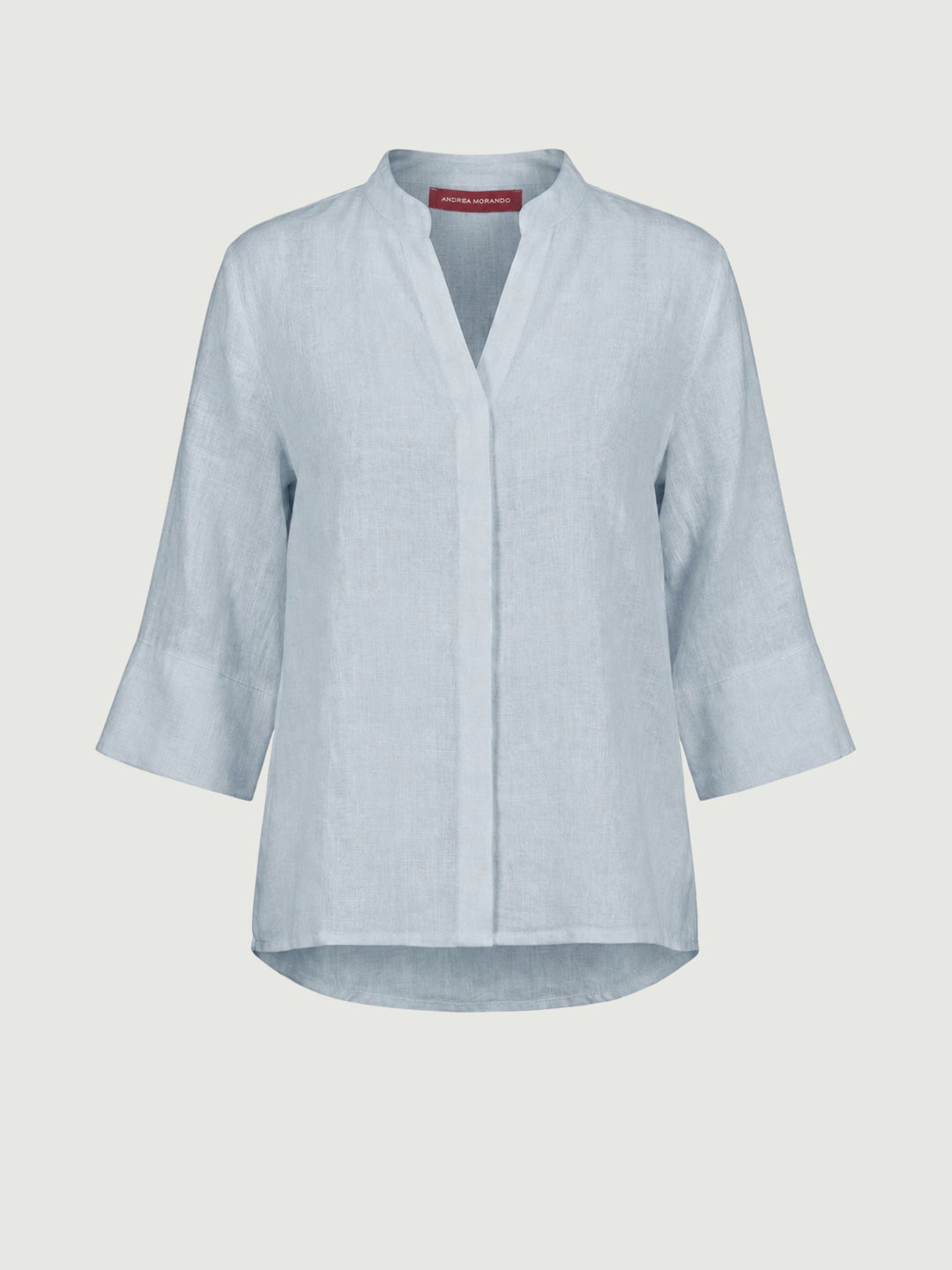 Camicia coreana in lino azzurro chiaro 6CM0302 602 ANDREA MORANDO 