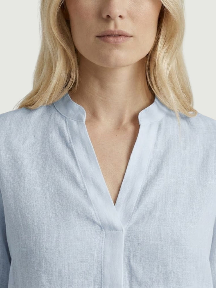 Camicia coreana in lino azzurro chiaro 6CM0302 602 ANDREA MORANDO 