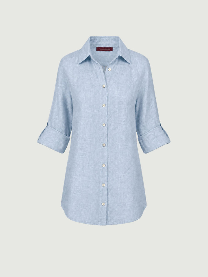 Camicia in lino azzurra chiaro 6CM0552 602 ANDREA MORANDO 