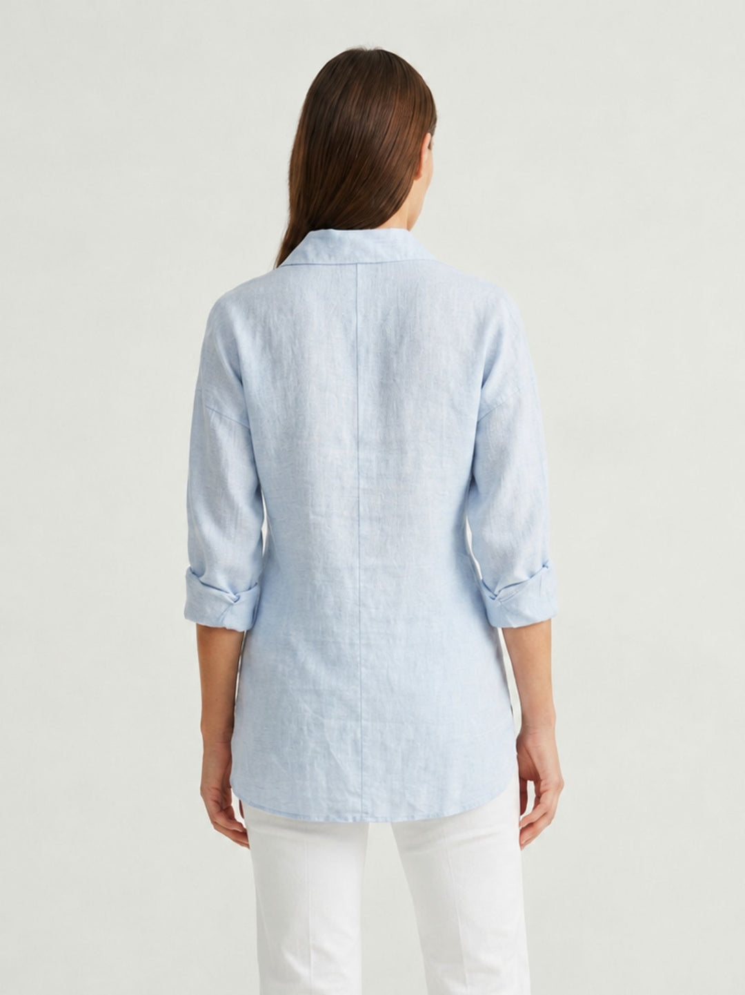 Camicia in lino azzurra chiaro 6CM0552 602 ANDREA MORANDO 