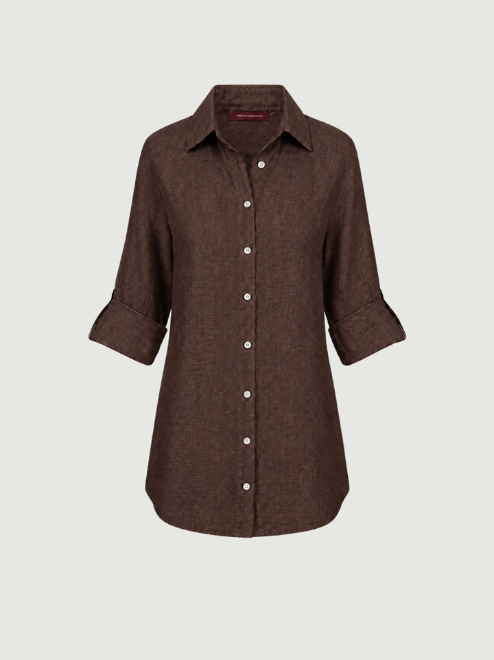 Camicia in lino testa di moro 6CM0552 609 ANDREA MORANDO 