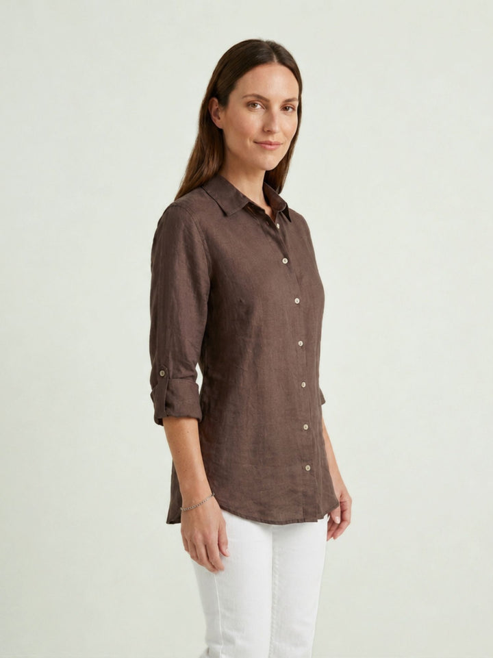 Camicia in lino testa di moro 6CM0552 609 ANDREA MORANDO 