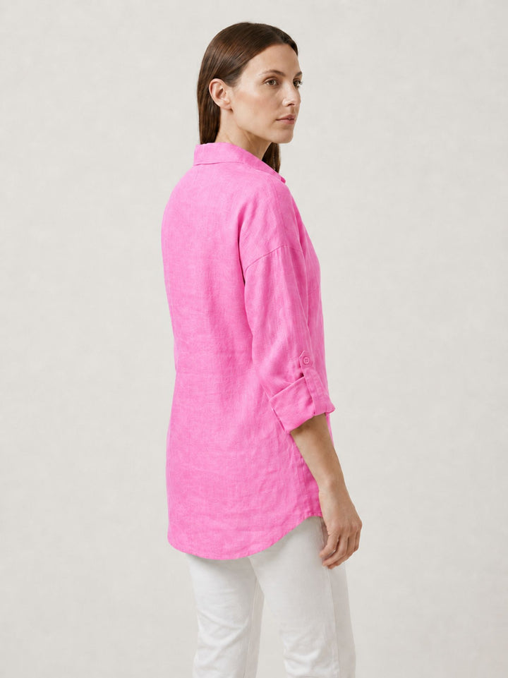 Camicia in lino rosa 6CM05526 629 ANDREA MORANDO 