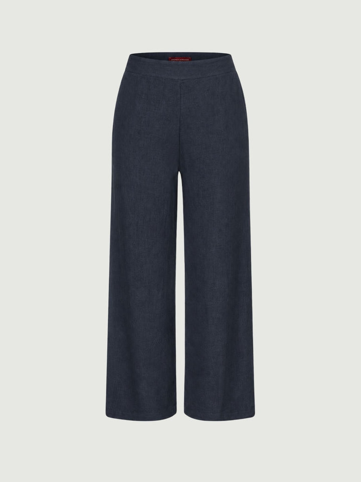 Pantalone wide leg in lino navy 6PT0527 BLU ANDREA MORANDO 