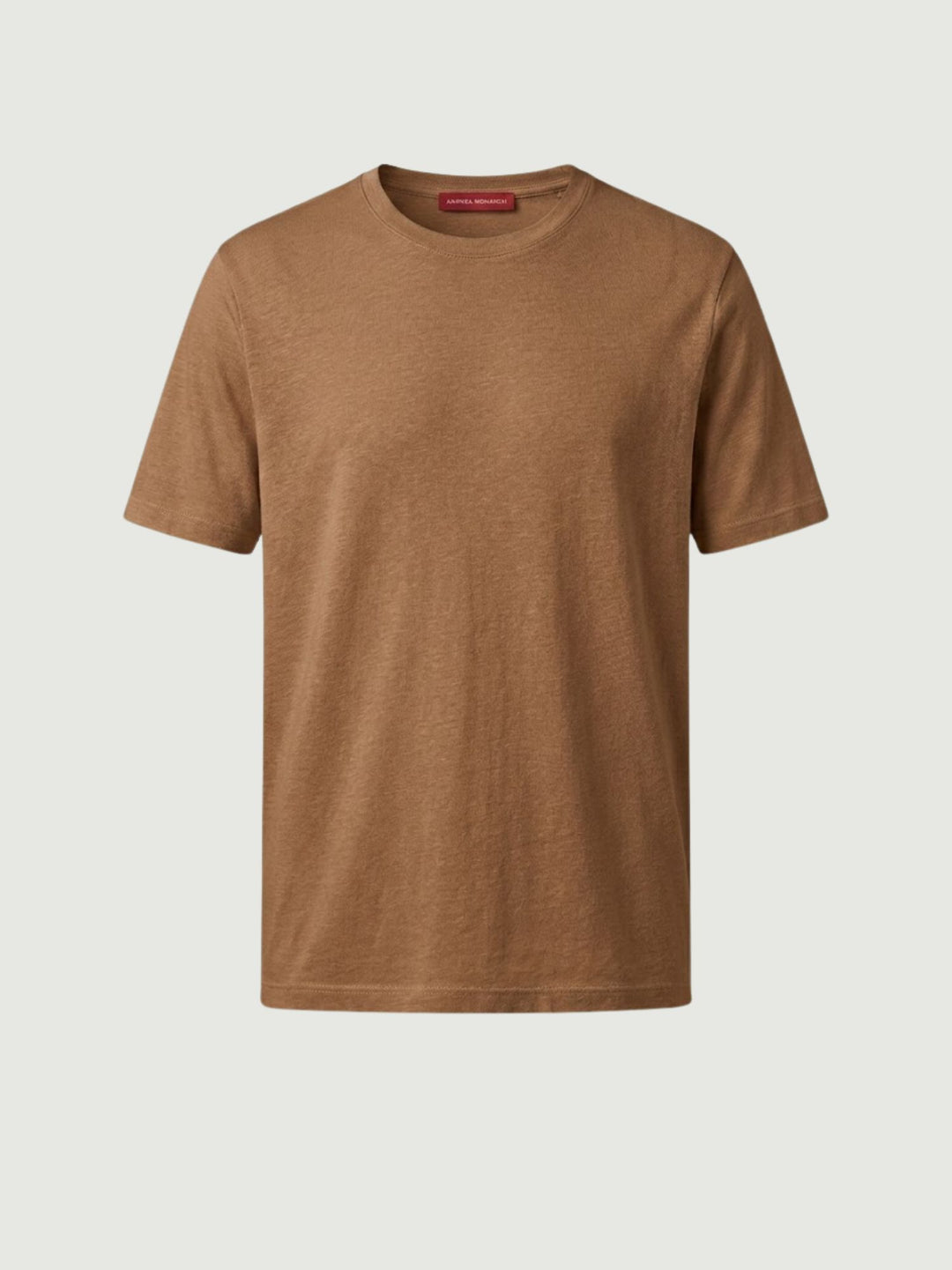 T-shirt girocollo in misto lino tabacco 6TS035875U TABACCO ANDREA MORANDO 