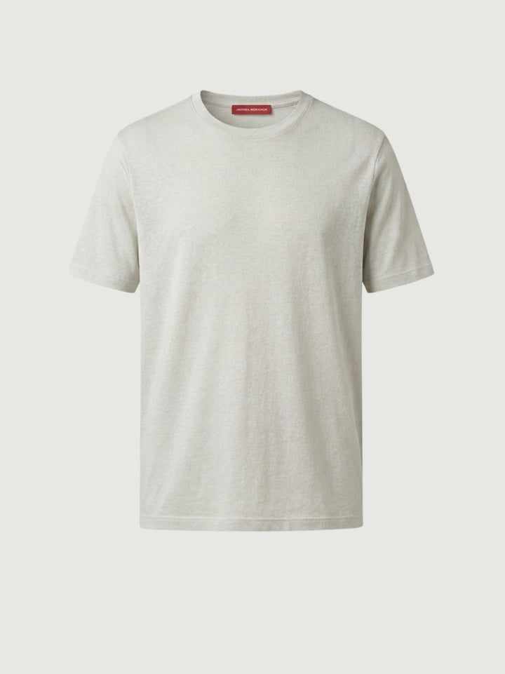 T-shirt girocollo in misto lino bianca 6TS035875U WHITE ANDREA MORANDO 