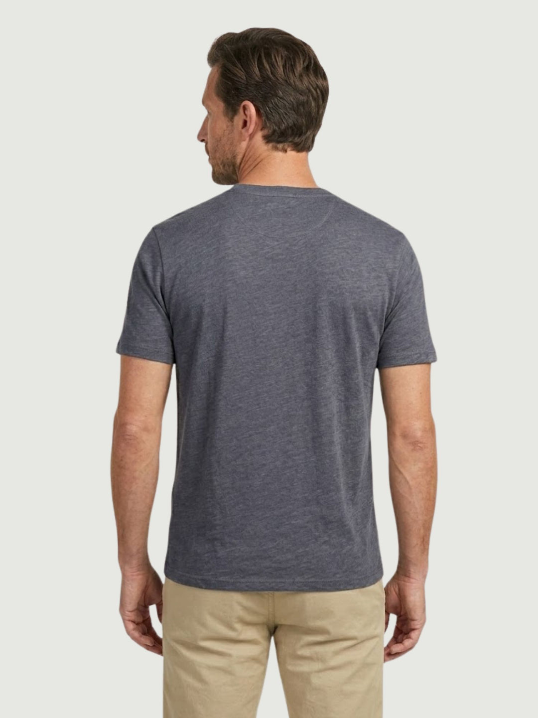 T-shirt collo serafino misto lino navy 6TS0358 NAVY ANDREA MORANDO 